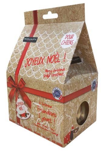 Boîte de Noël Niche pour chien avec friandises et 1 surprise WOUAPY
